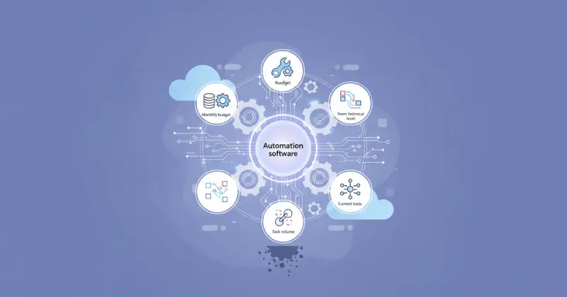 Illustration showing ¿cómo elegir el software de automatización correcto para tu negocio?