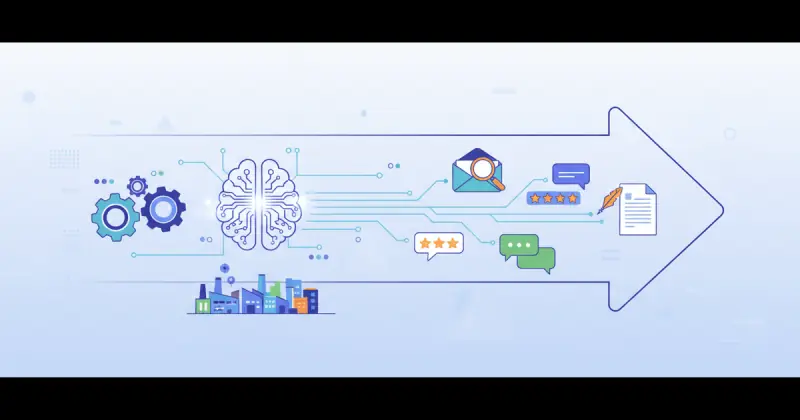 abstract digital interface illustrating automatizaciones predefinidas para empresas with AI icons and workflow connections