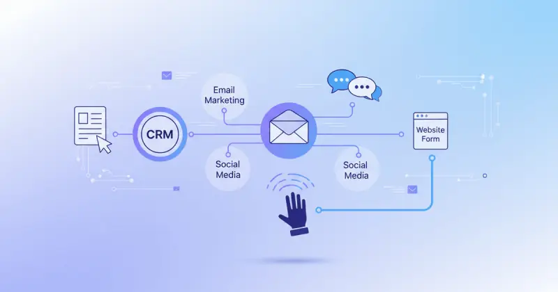 digital dashboard showing CRM integration with marketing tools automating lead synchronization
