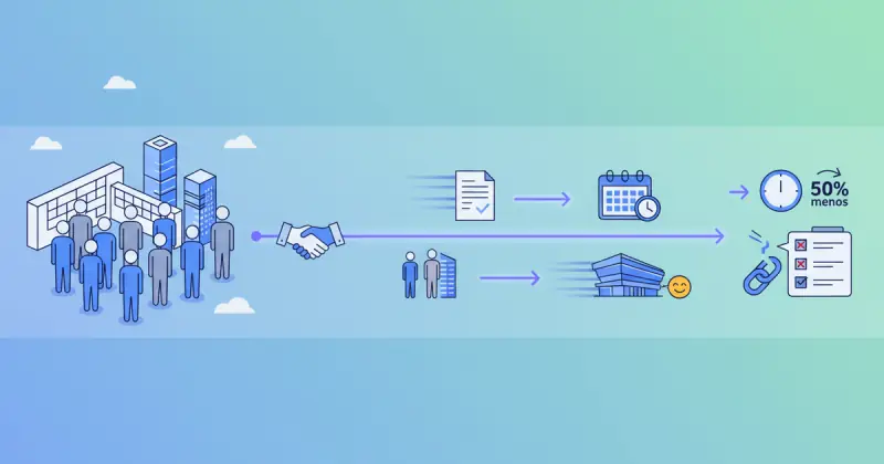 digital workflow illustrating automatizaciones para pymes streamlining client onboarding process with contract and task icons