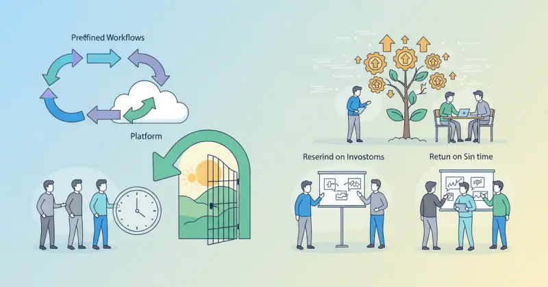 team using plataforma de workflows predefinidos to automate repetitive tasks and save time