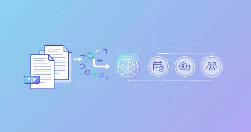 AI-powered automation extracting contract dates, amounts, and parties from PDF documents for legal and HR departments