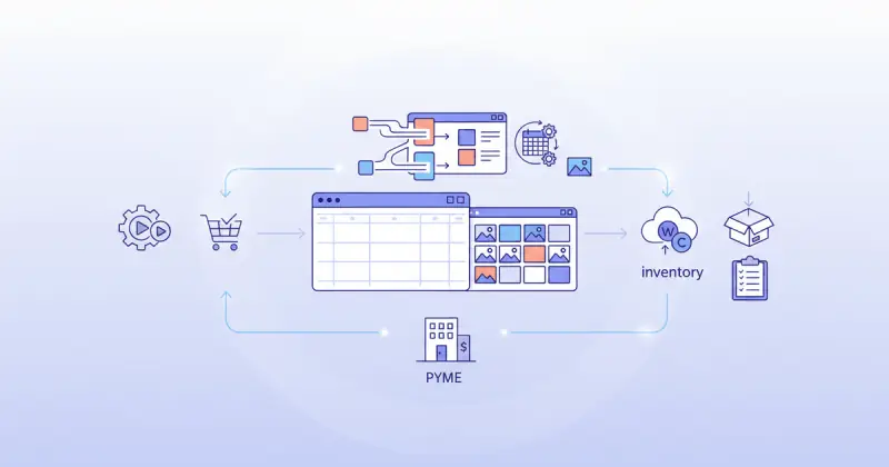 visual database interface with spreadsheet layout showcasing low-code automation for PYMEs