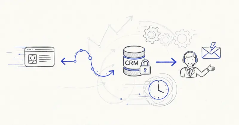 AI-generated diagram showing automated lead capture and distribution workflow for automatizar tareas repetitivas en empresas