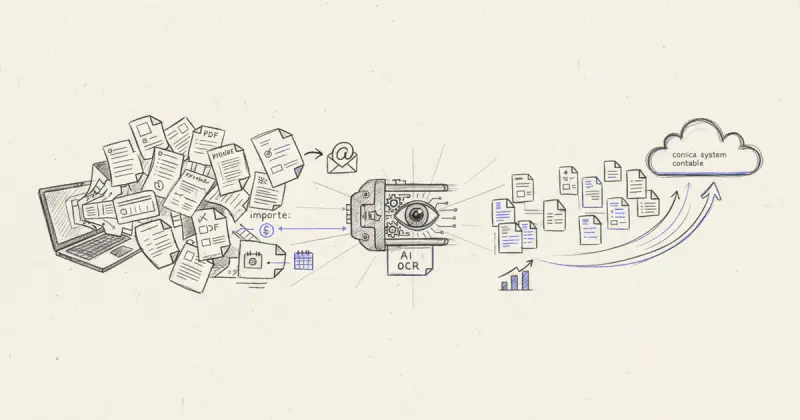 AI-powered OCR software extracting supplier, amount, and date data from PDF invoices to automatizar tareas repetitivas en empresas