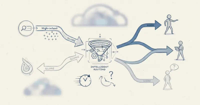 dashboard showing lead routing system categorizing leads by origin and score for automatizaciones a medida para negocios