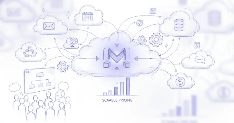 interfaz visual sin código de Make.com mostrando integraciones para servicio de automatización para agencias