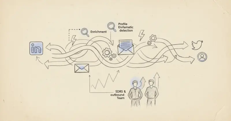 dashboard interface of software para automatizar procesos de ventas B2B showing multichannel outreach automation and campaign editor