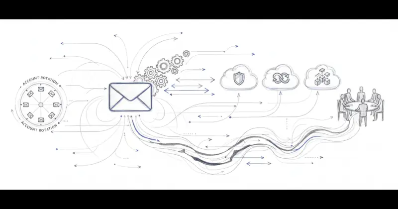 abstract representation of software para automatizar procesos de ventas B2B showing automated email sending and account warming features