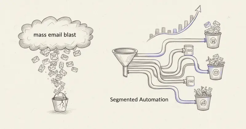 digital dashboard showing automated customer segmentation for mejores automatizaciones para ecommerce 2026 email campaigns