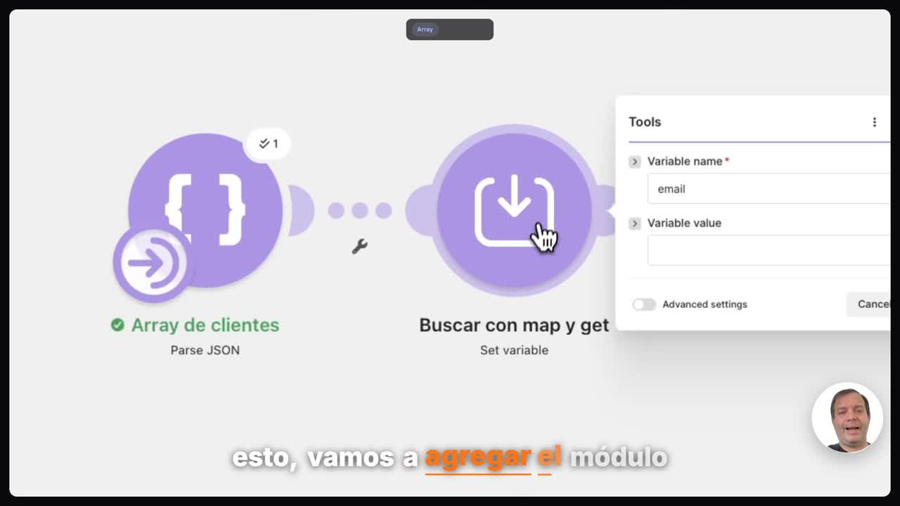 Agregar el módulo de set variable en Make