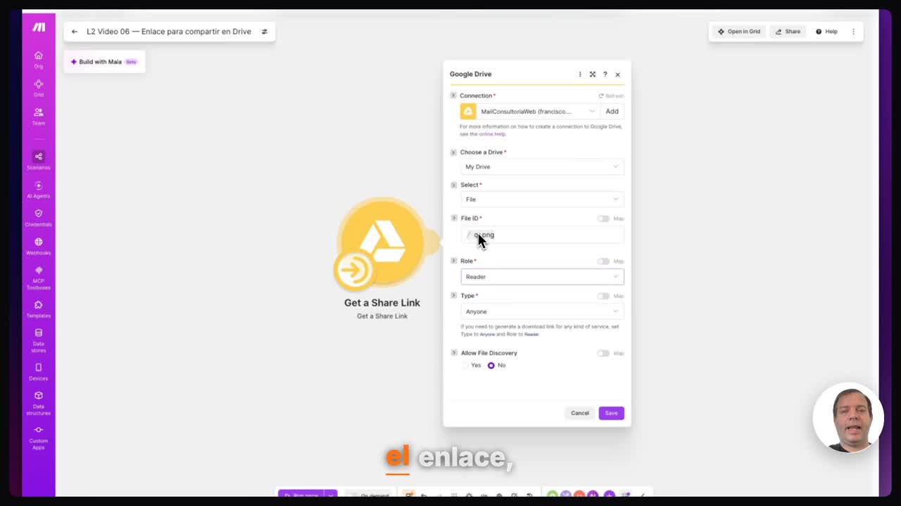 Definir el alcance del enlace en Make