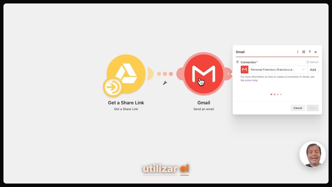 Utilizar el enlace generado en Make