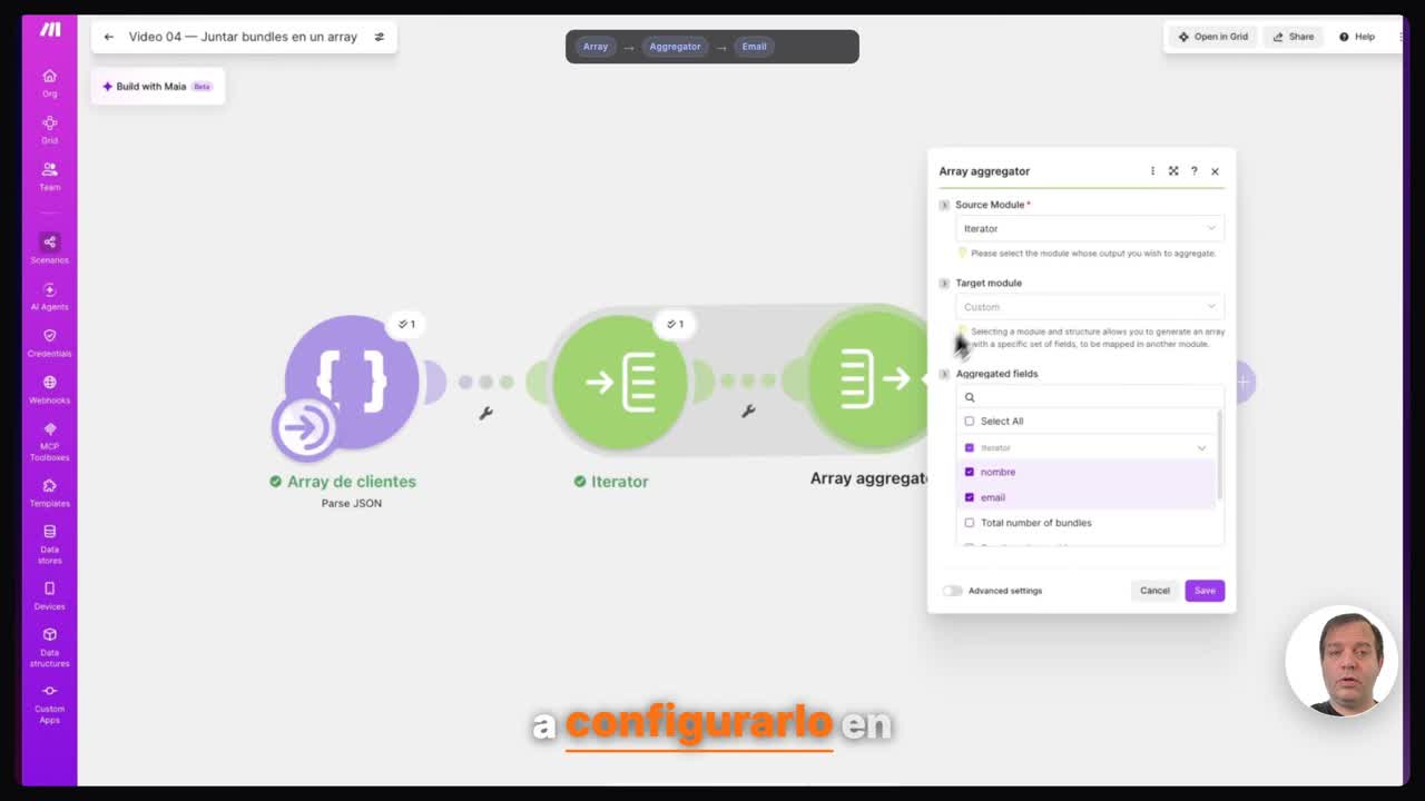 Configurar el módulo origen en Make