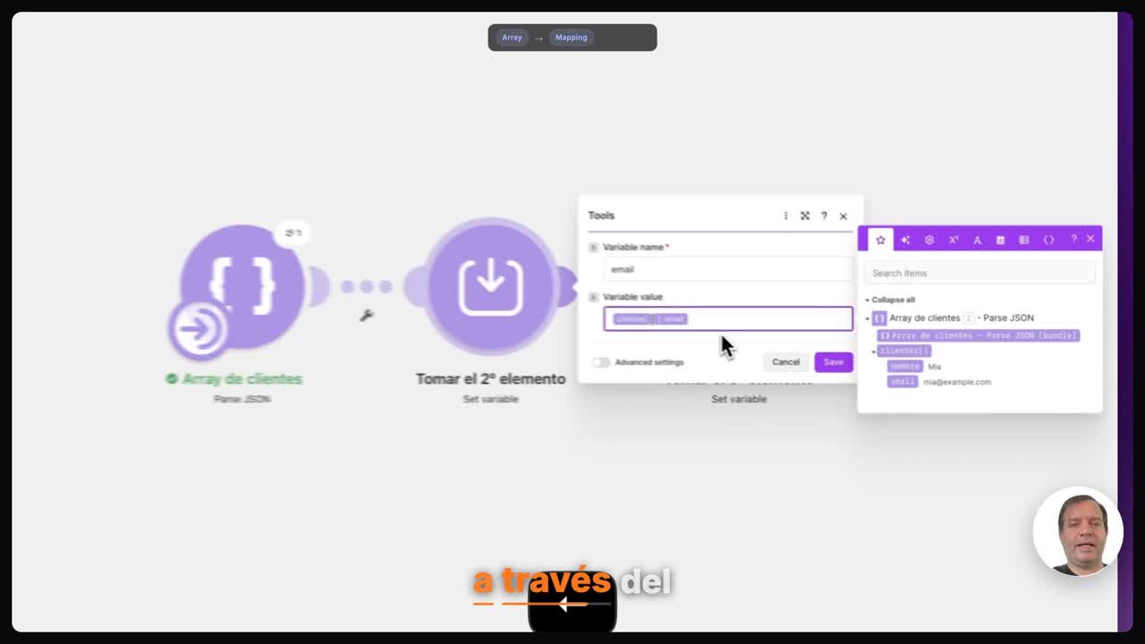 Seleccionar el array y definir la posición en Make